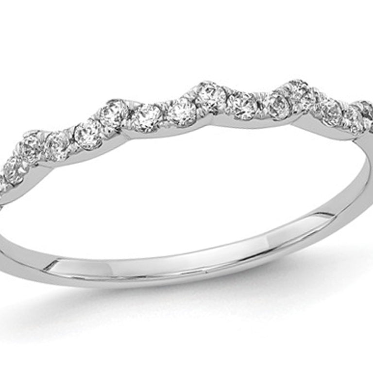 14K White Gold 1/5 Carat (ctw Color H-I, I2-I3) Diamond Wedding Band Ring Image 1