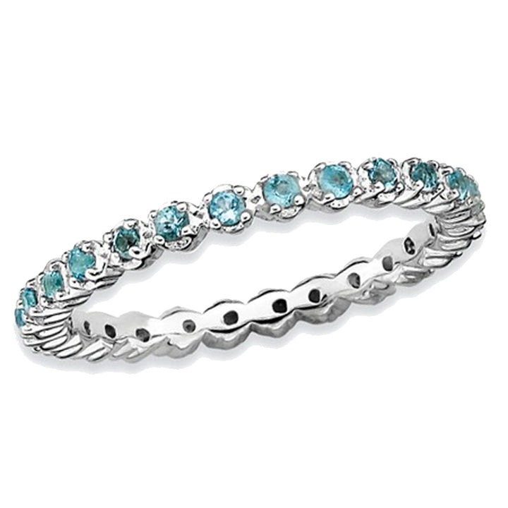 Natural Blue Topaz Stackable Band Ring 1/2 Carat (ctw) in Sterling Silver Image 1