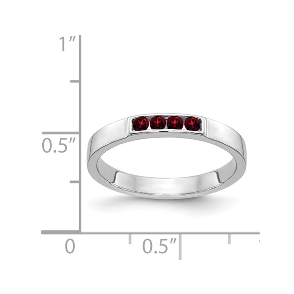 1/9 Carat (ctw) Natural Red Garnet Ring in 14K White Gold Image 2