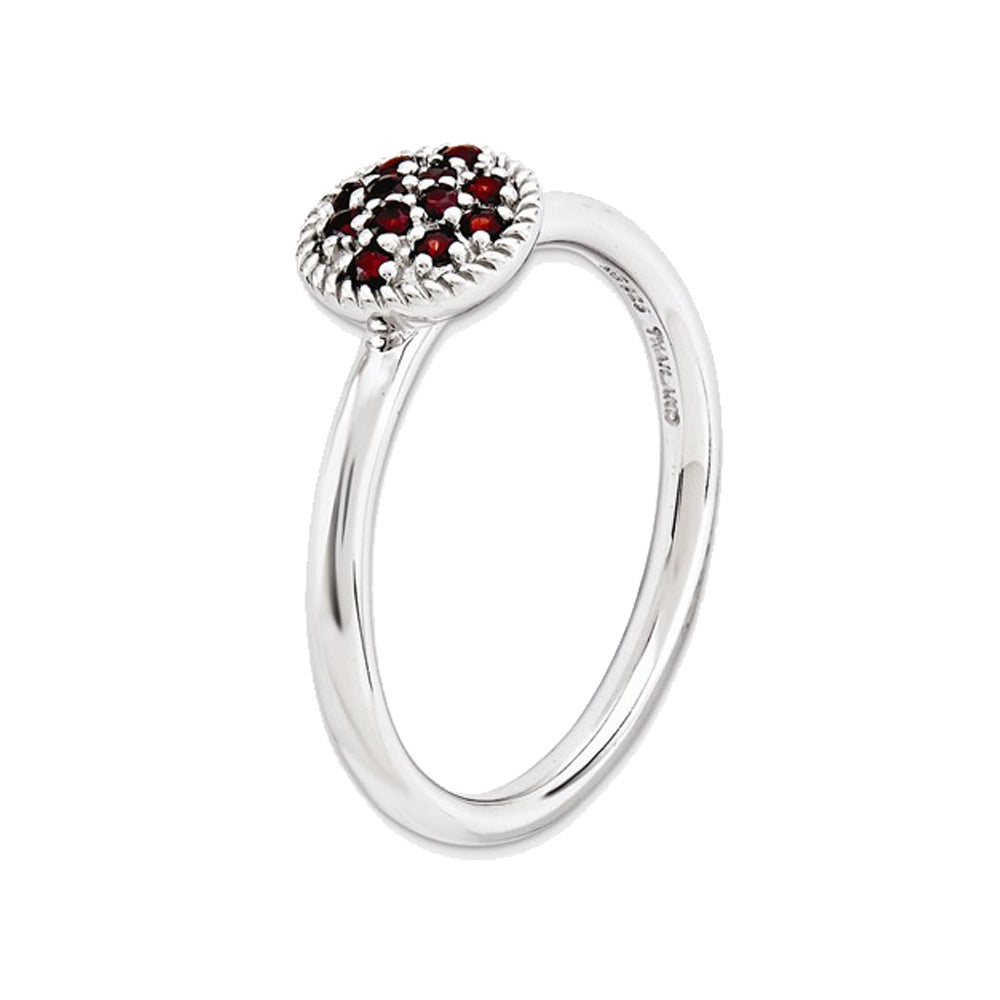 1/5 Carat (ctw) Natural Garnet Cluster Ring in Sterling Silver Image 2