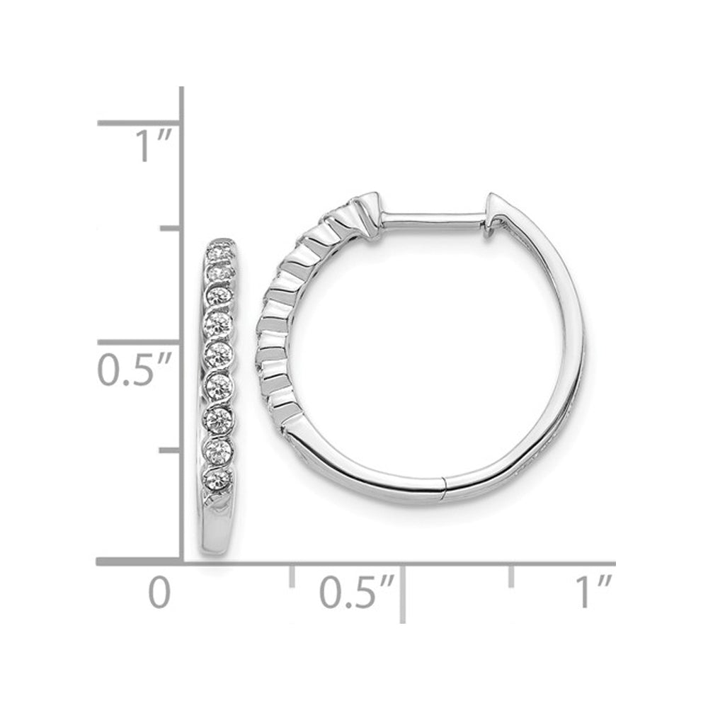 1/4 Carat (ctw) Diamond Huggie Hoop Earrings in 14K White Gold (2/3 inch) Image 2