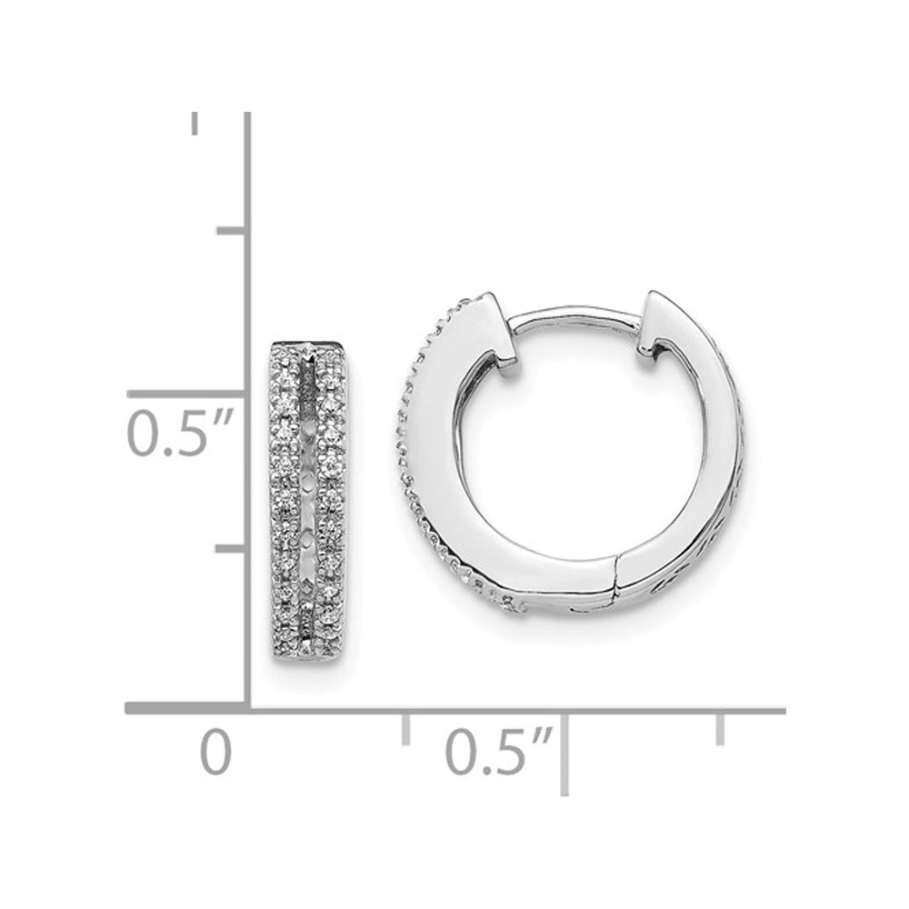1/7 Carat (ctw I2-I3) Diamond Huggie Hoop Earrings in 14K White Gold (1/2 Inch) Image 2