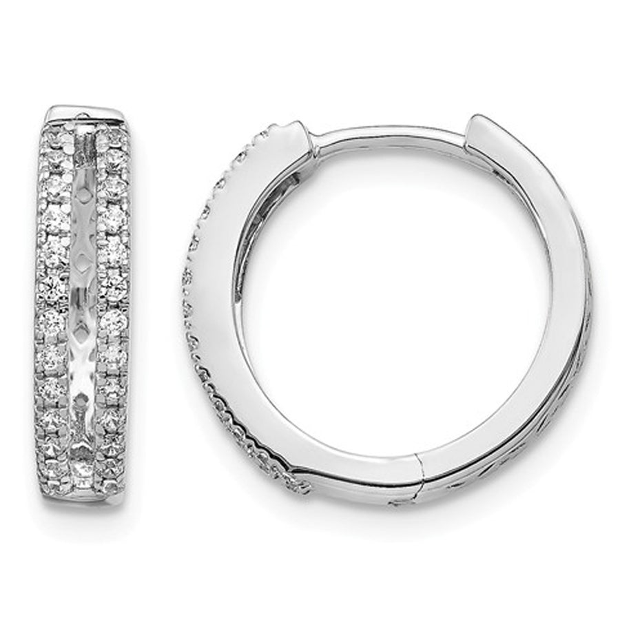 1/4 Carat (ctw I2-I3I-J) Diamond Huggie Hoop Earrings in 14K White Gold Image 1