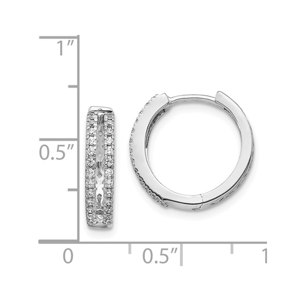 1/4 Carat (ctw I2-I3I-J) Diamond Huggie Hoop Earrings in 14K White Gold Image 2