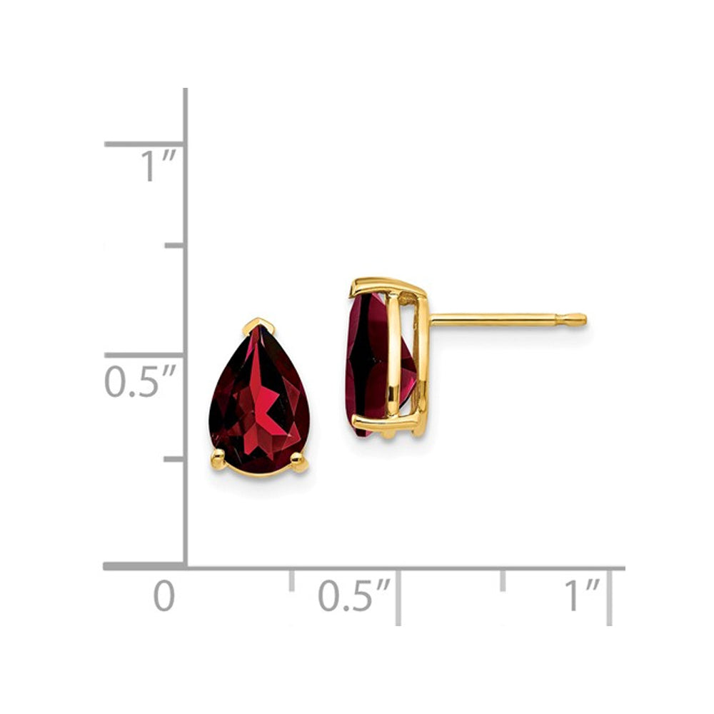 14K Yellow Gold Solitaire Stud Natural Garnet Earrings 3.00 Carats (ctw) Image 2