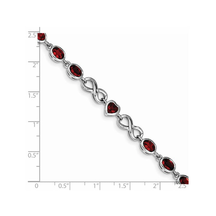 Sterling Silver Infinity Heart Natural Garnet Bracelet 6.30 Carats (ctw) Image 2