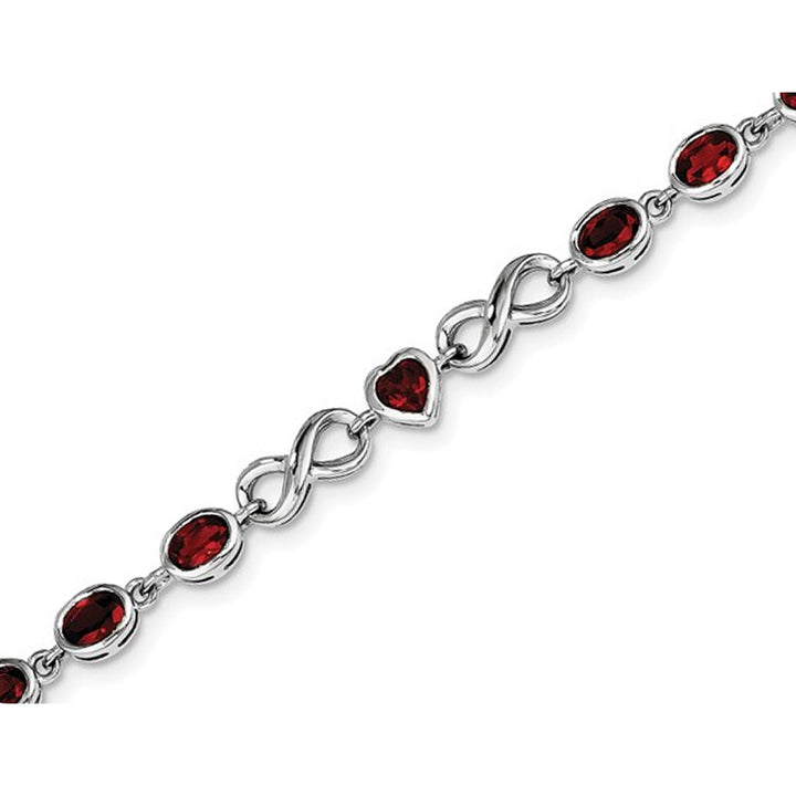 Sterling Silver Infinity Heart Natural Garnet Bracelet 6.30 Carats (ctw) Image 3