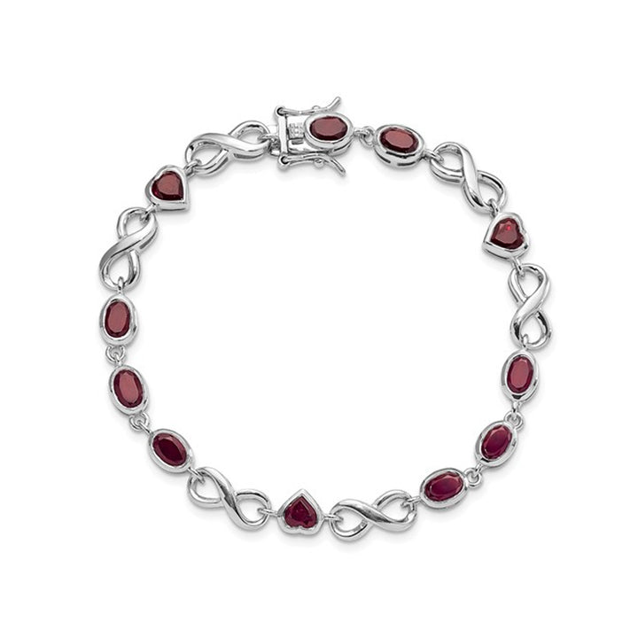 Sterling Silver Infinity Heart Natural Garnet Bracelet 6.30 Carats (ctw) Image 4