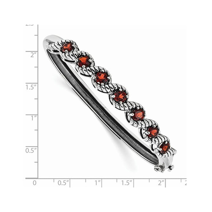 Sterling Silver Rhodium Plated Garnet Hinged Bangle Bracelet 4.0 carat (ctw) Image 2