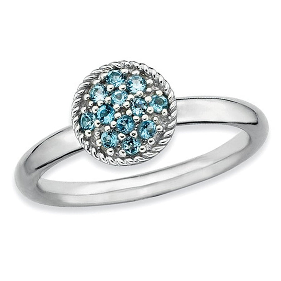 1/5 Carat (ctw) Swiss Blue Topaz Cluster Ring in Sterling Silver Image 1