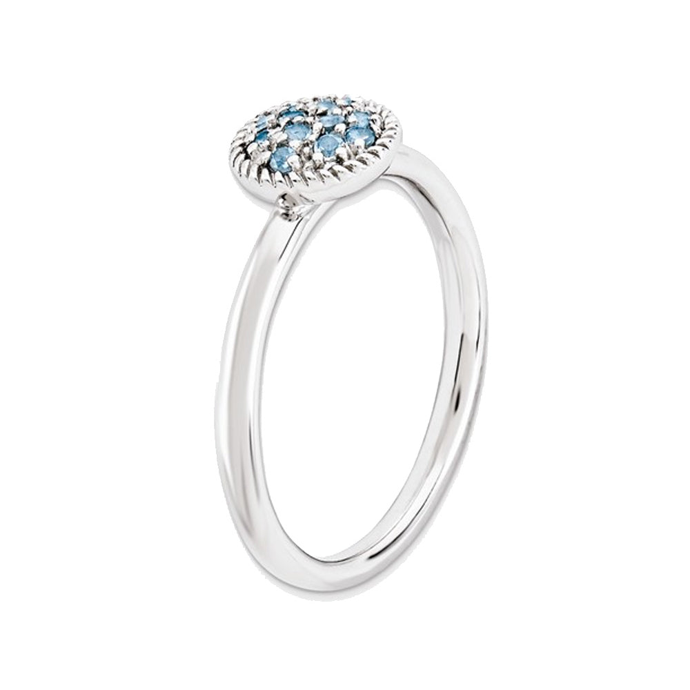 1/5 Carat (ctw) Swiss Blue Topaz Cluster Ring in Sterling Silver Image 2