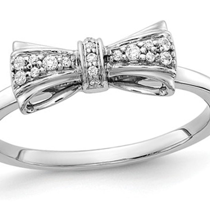 14K White Gold Diamond Bow Promise Ring 1/12 Carat (ctw Color H-II2-I3) Image 1