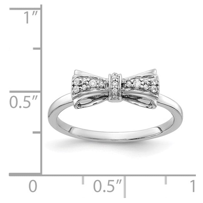 14K White Gold Diamond Bow Promise Ring 1/12 Carat (ctw Color H-II2-I3) Image 2