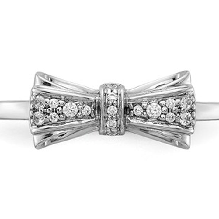 14K White Gold Diamond Bow Promise Ring 1/12 Carat (ctw Color H-II2-I3) Image 3