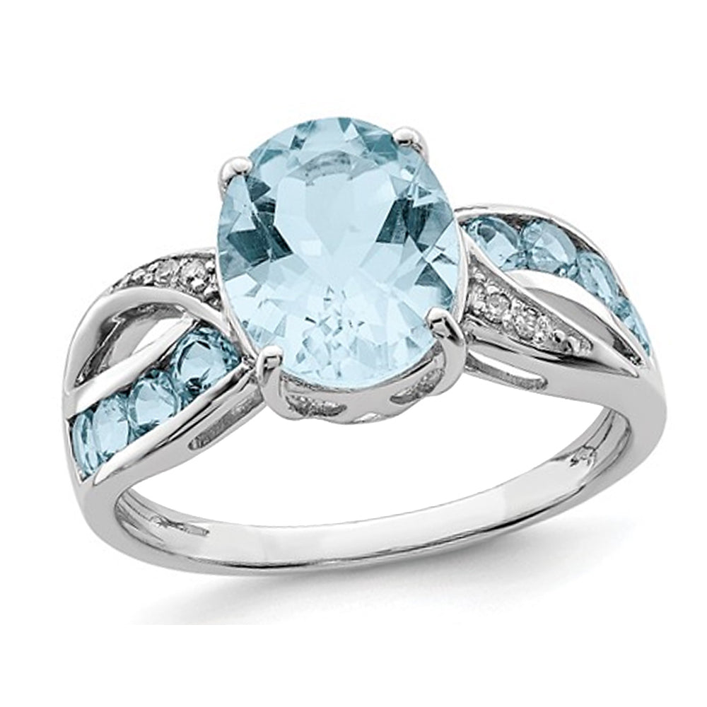 4.40 Carat (ctw) Natural Swiss Blue Topaz Ring in Sterling Silver Image 1