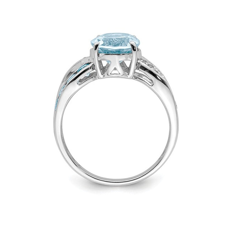 4.40 Carat (ctw) Natural Swiss Blue Topaz Ring in Sterling Silver Image 2