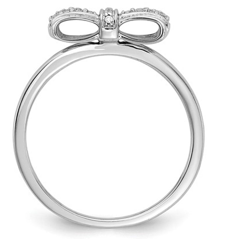 14K White Gold Diamond Bow Promise Ring 1/12 Carat (ctw Color H-II2-I3) Image 4