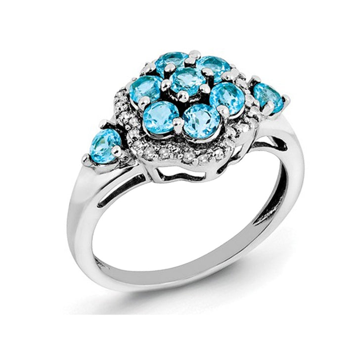 1.35 Carat (ctw) Swiss Blue Topaz Cluster Ring in Sterling Silver Image 4