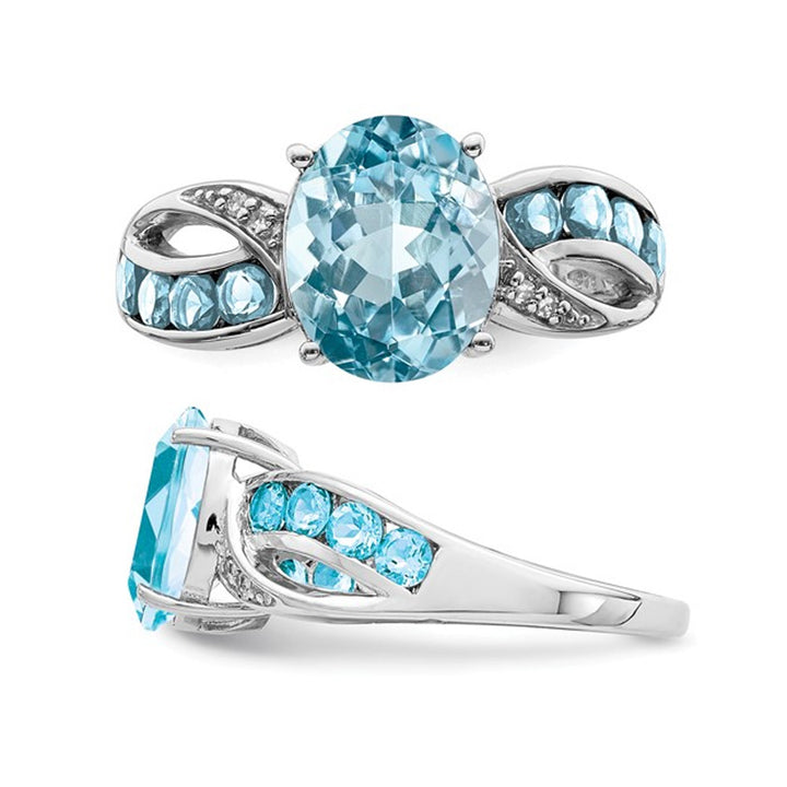 4.40 Carat (ctw) Natural Swiss Blue Topaz Ring in Sterling Silver Image 4