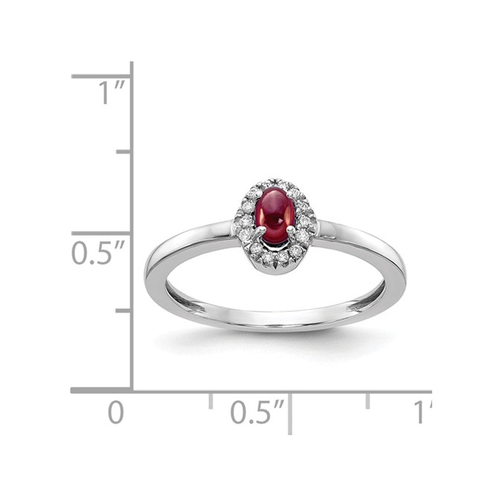 1/3 Carat (ctw) Natural Garnet Ring in 14K White Gold with Diamond Accents Image 2