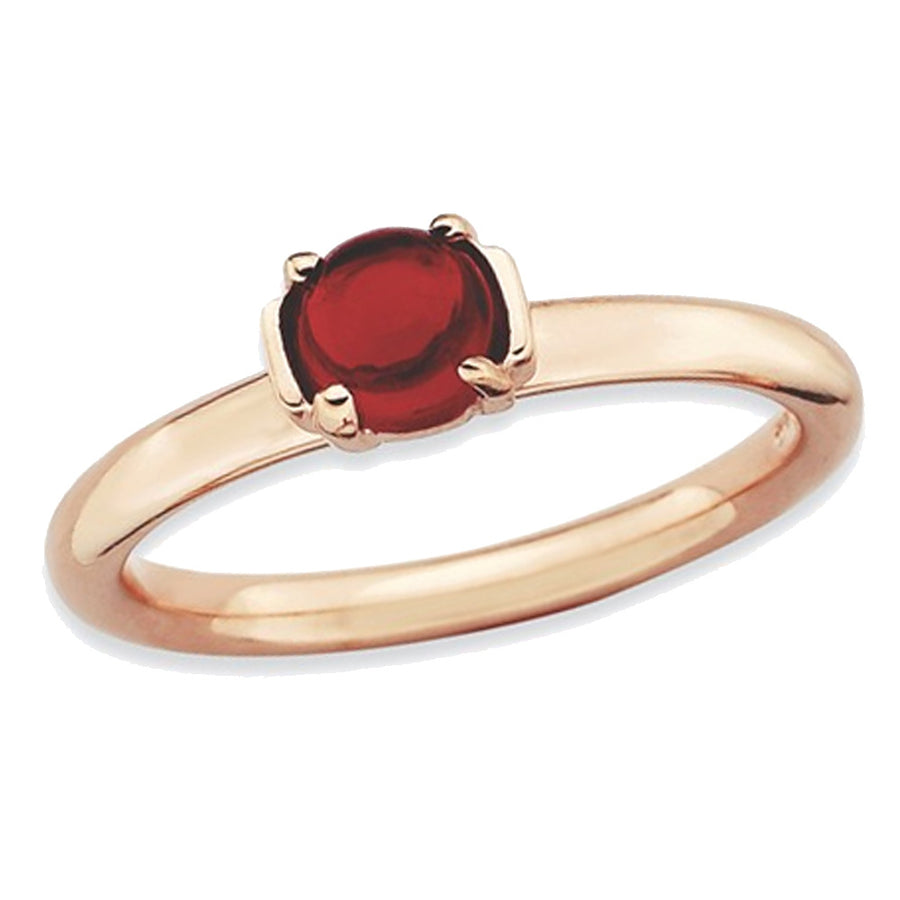 Natural Red Garnet Ring 2/5 Carat (ctw) in Rose Pink Plated Sterling Silver Image 1