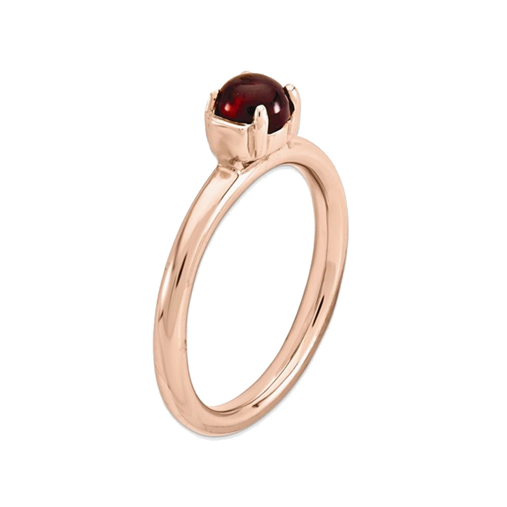 Natural Red Garnet Ring 2/5 Carat (ctw) in Rose Pink Plated Sterling Silver Image 2