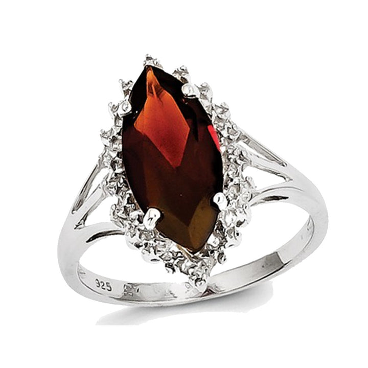 3.00 Carat (ctw) Red Garnet Marquise Ring in Sterling Silver Image 4