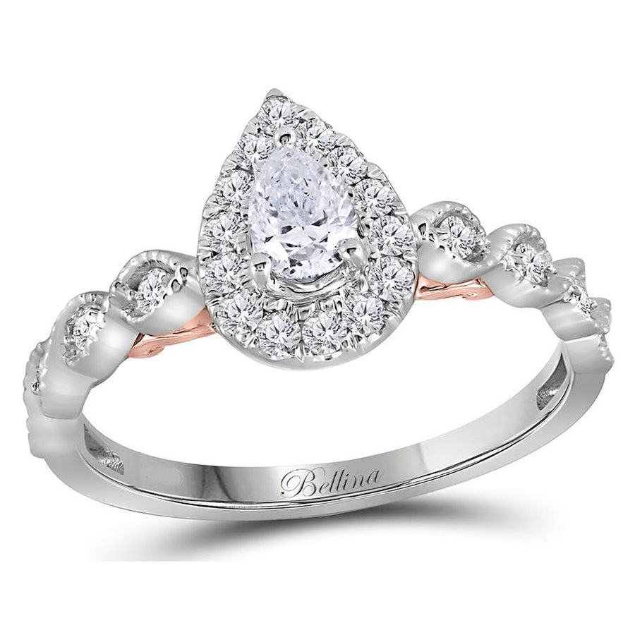7/10 Carat (ctw G-HSI2-I1) Pear Drop Cut Diamond Engagement Ring in 14K White Gold Image 1