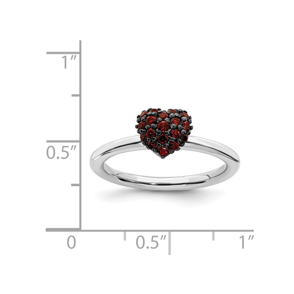 1/3 Carat (ctw) Garnet Promise Heart Ring in Sterling Silver Image 2
