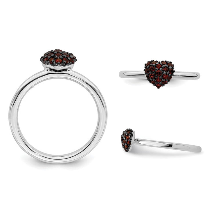 1/3 Carat (ctw) Garnet Promise Heart Ring in Sterling Silver Image 3