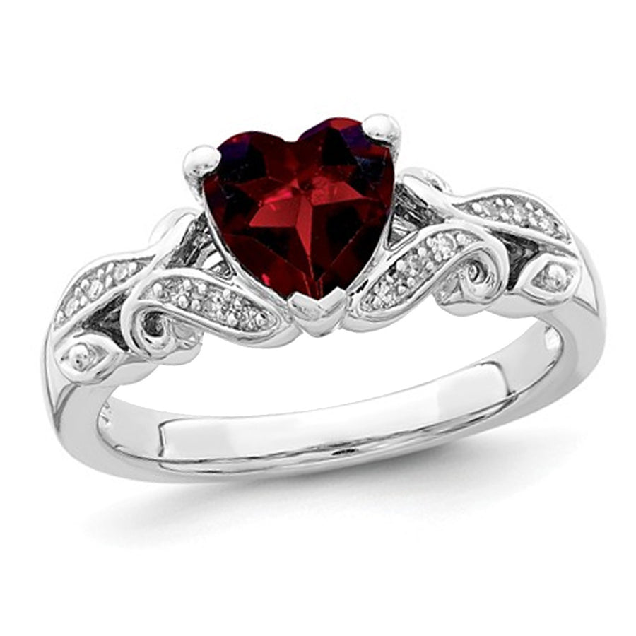 Natural Garnet Promise Heart Ring 1.25 Carat (ctw) in Sterling Silver Image 1