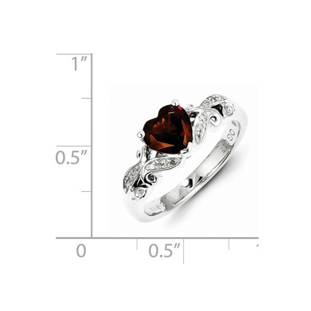 Natural Garnet Promise Heart Ring 1.25 Carat (ctw) in Sterling Silver Image 2