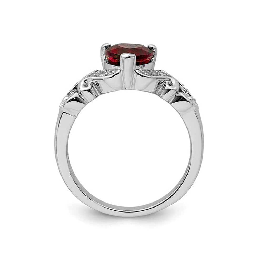 Natural Garnet Promise Heart Ring 1.25 Carat (ctw) in Sterling Silver Image 3