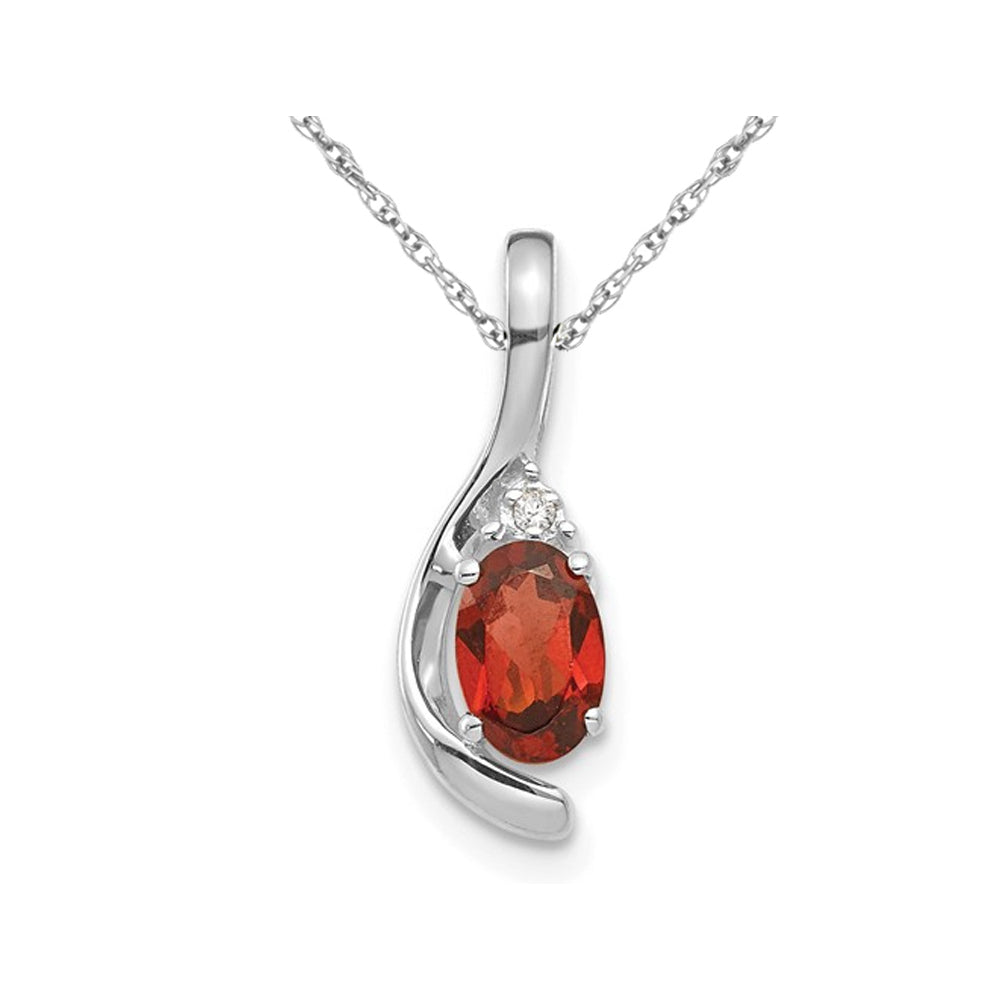 1/2 Carat (ctw) Garnet Drop Pendant Necklace in 14K White Gold with Chain Image 1