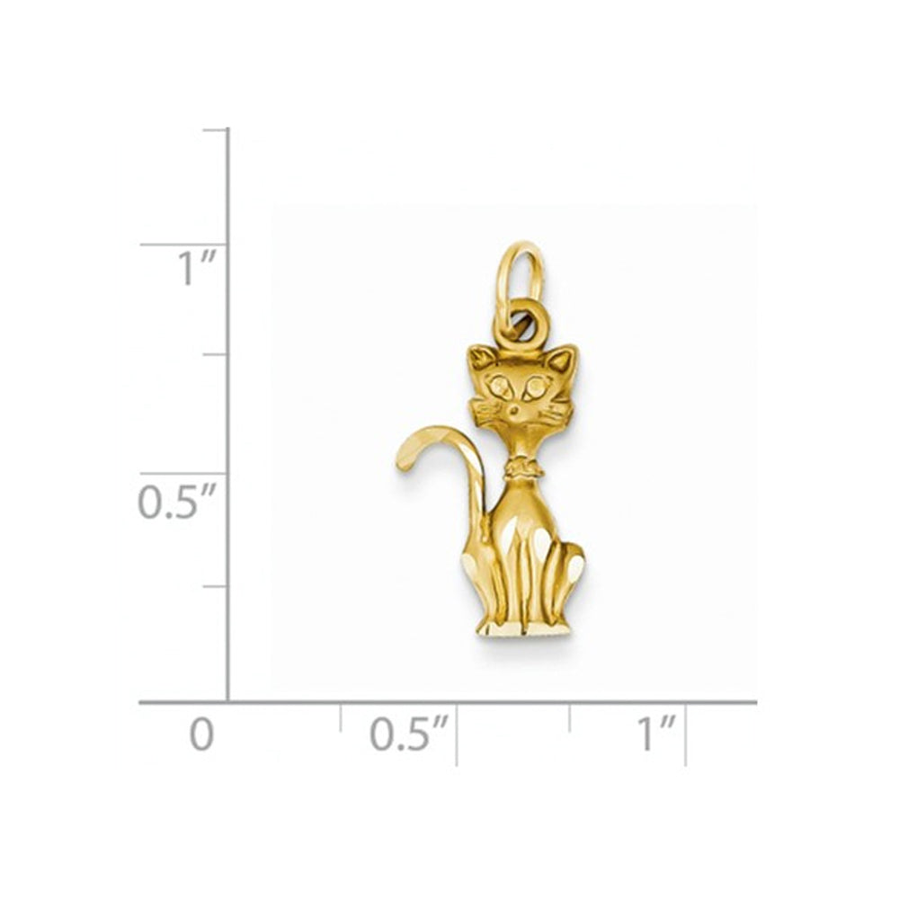 14K Yellow Gold Tom Cat Pendant Necklace with Chain Image 2