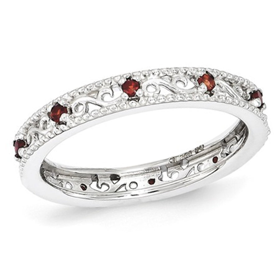 Garnet Eternity Band Ring 1/5 Carat (ctw) in Sterling Silver Image 1