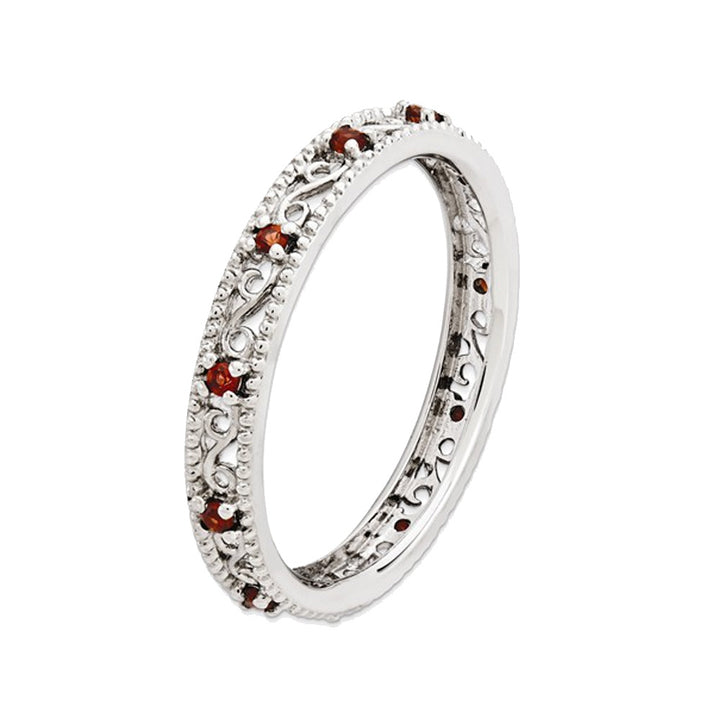 Garnet Eternity Band Ring 1/5 Carat (ctw) in Sterling Silver Image 2