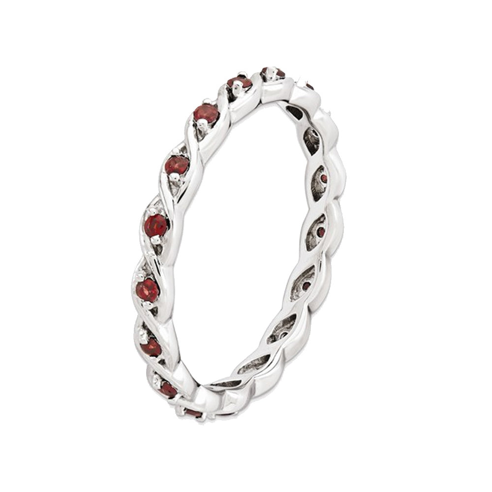 1/3 Carat (ctw) Garnet Eternity Twist Band Ring in Sterling Silver Image 2