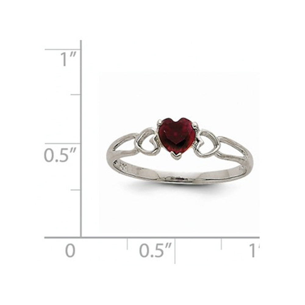 1/2 Carat (ctw) Natural Garnet Heart Promise Ring in 14K White Gold Image 2