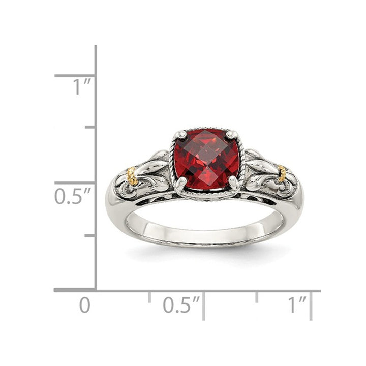 1.50 Carat (ctw) Natural Garnet Ring in Sterling Silver with 14K Gold Accents Image 4