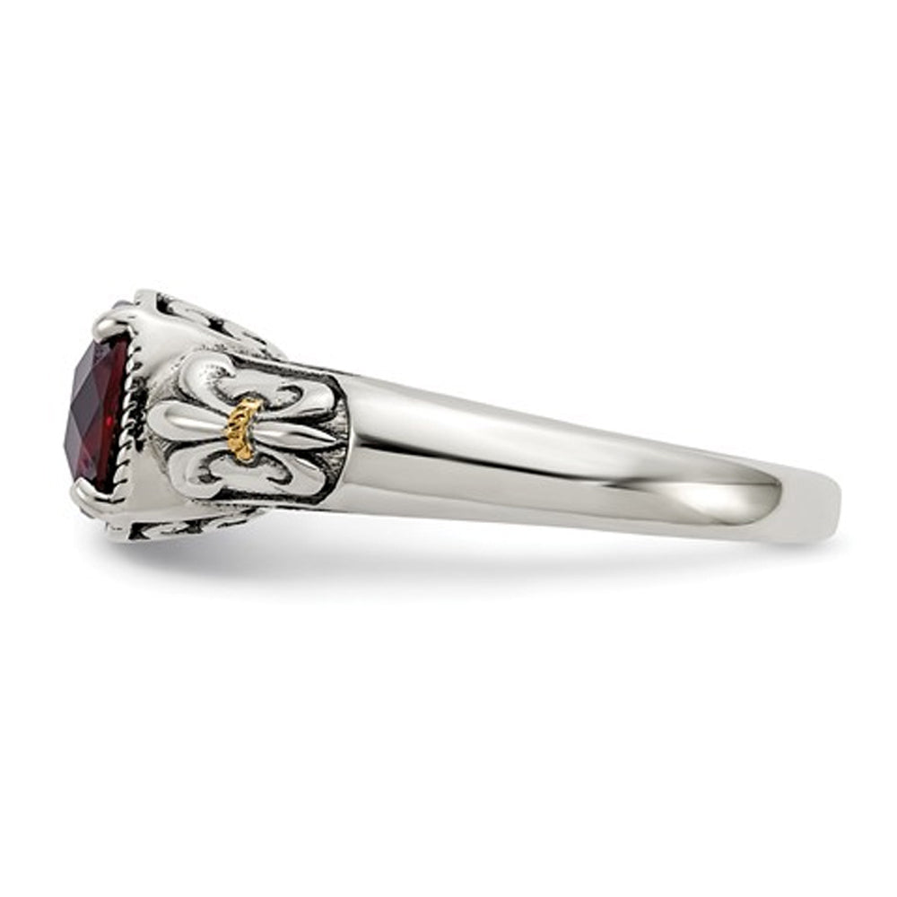 1.50 Carat (ctw) Natural Garnet Ring in Sterling Silver with 14K Gold Accents Image 4