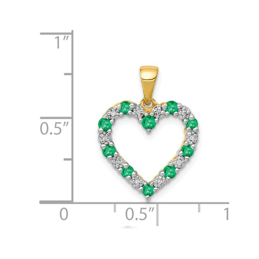 1/3 Carat (ctw) Natural Green Emerald Heart Pendant Necklace in 14K Yellow Gold with Chain Image 2