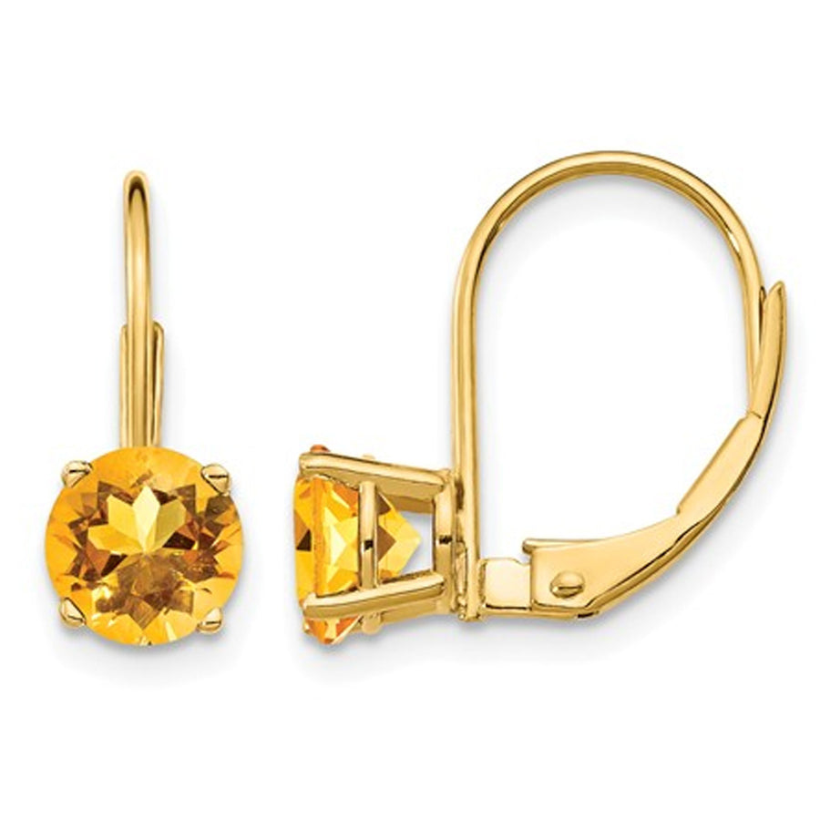 1.50 Carat (ctw) 6mm Natural Citrine Leverback Earrings in 14K Yellow Gold Image 1