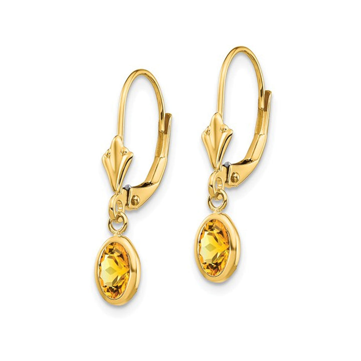 14K Yellow Gold Natural Citrine 4/5 Carat (ctw) Leverback Earrings Image 2