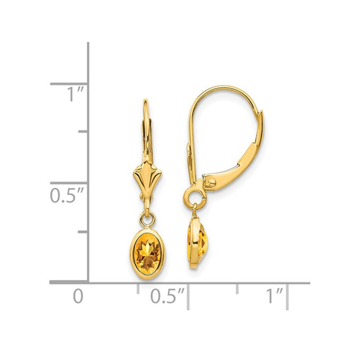 14K Yellow Gold Natural Citrine 4/5 Carat (ctw) Leverback Earrings Image 3