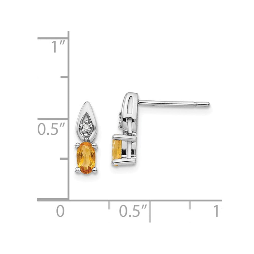 Natural Citrine 1/3 Carat (ctw) Solitaire Post Earrings in 14K White Gold Image 2