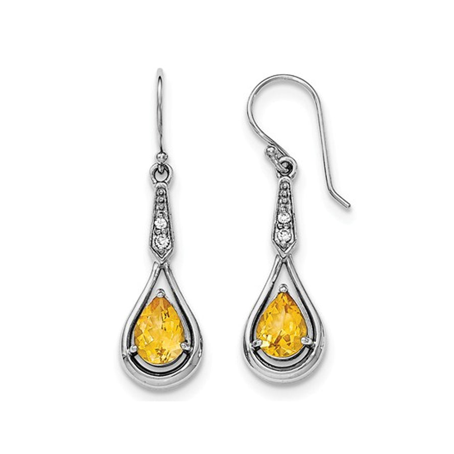 Natural Citrine 2.00 Carat (ctw) Drop Earrings in Sterling Silver Image 1