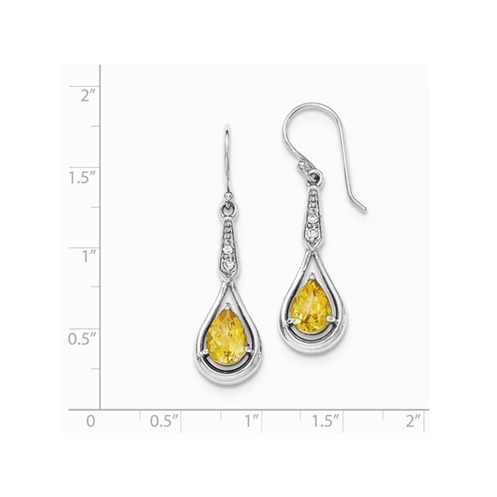 Natural Citrine 2.00 Carat (ctw) Drop Earrings in Sterling Silver Image 2