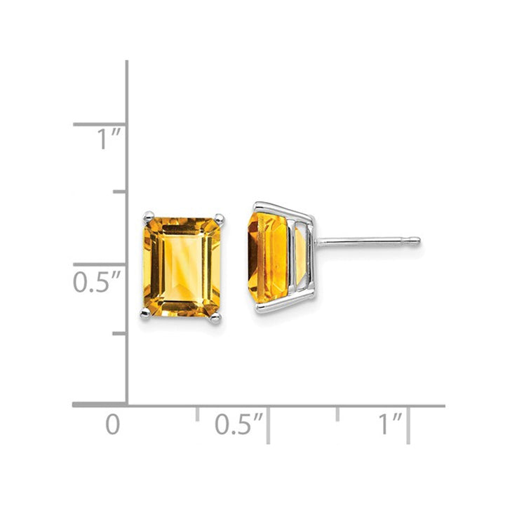 Citrine 4.20 Carat (ctw) Emerald Cut Solitaire Earrings in 14K White Gold Image 2