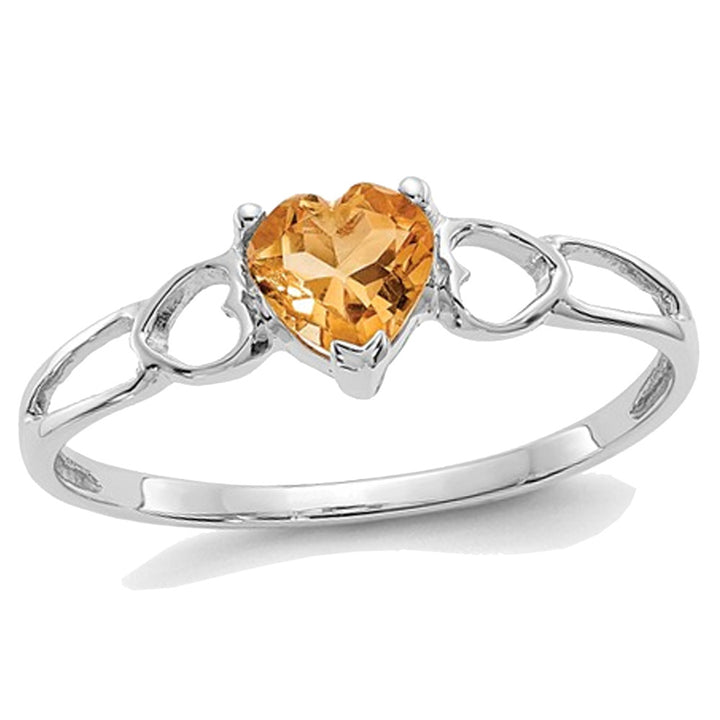 Citrine Promise Heart Ring 2/5 Carat (ctw) in 10K White Gold Image 1